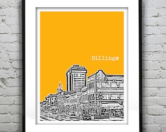 Billings Montana Poster City Skyline Art Print Item T2558