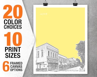 Apex North Carolina Skyline Art Print Poster NC Item T5381