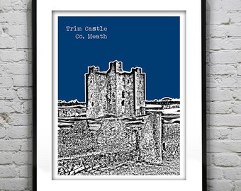 Trim Castle Skyline Poster Art Print Co. Meath Ireland