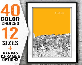 Boulder CO Skyline Colorado Poster Art Print Version 3 Mountains Item T4167