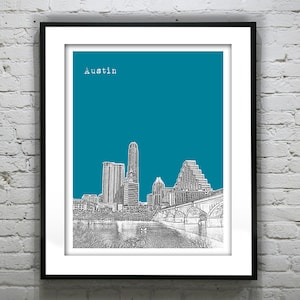 Austin Skyline Art Print Poster Austin Texas TX Item T2194