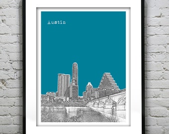 Austin Skyline Art Print Poster Austin Texas TX Item T2194