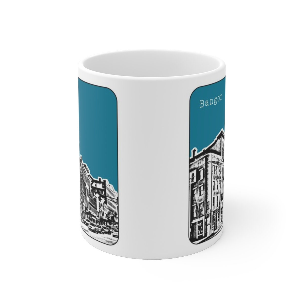 Bangor Maine Coffee Cup Mug ME Skyline Art Etsy