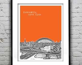 Newcastle Upon Tyne Poster England Art Print Skyline Item T4448