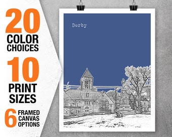 Derby Connecticut Skyline Poster Art Print CT Item T2360
