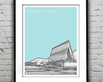 Colorado Springs CO Skyline Colorado Poster Art Print Air Force Academy