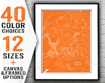 Bristol England UK Blueprint Modern Map Portrait Poster Art Print Item T2394