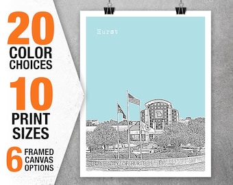 Hurst Texas Skyline Poster Art Print TX Item T5344
