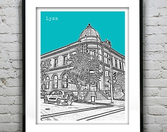 Lynn Massachusetts Skyline Poster Art Print MA Version 2