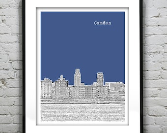 Camden New Jersey Shore Poster Print Art NJ Skyline Item T2179