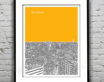 Kolkata Calcutta Skyline Poster Art Print India Version 2