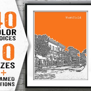 Westfield New Jersey Skyline Poster Print Art NJ Item T1445
