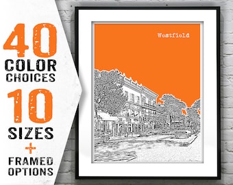 Westfield New Jersey Skyline Poster Print Art NJ Item T1445