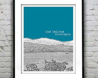 Las Isletas Nicaragua Landscape Beach Poster Art Skyline Print Item T2984
