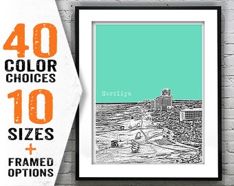 Herzliya Beach Skyline Poster Israel Art Print Item T1910