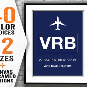 VRB Vero Beach Regional Airport Aviation Poster Art Print Florida Item T2271