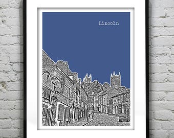 Lincoln England Poster Skyline Art Print UK Britain United Kingdom Item T1109