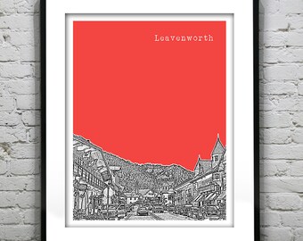 Leavenworth Washington Poster Skyline Art Print WA Item T4499