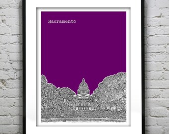 Sacramento California Poster Art Skyline Print Version 3