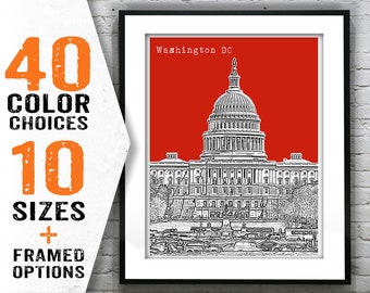 Washington DC Poster Art Skyline Print Washington Monument Mall  Item T1746