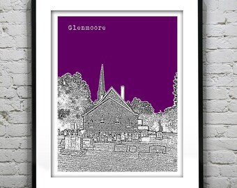 Glenmoore Skyline Poster Art Print Skyline Pennsylvania PA Version 1