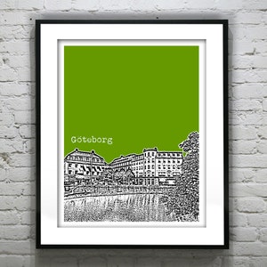 Gothenburg Goteborg Sweden City Skyline Poster Art Print Version 2