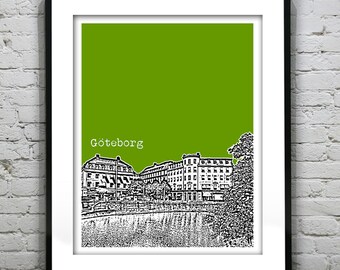 Gothenburg Goteborg Sweden City Skyline Poster Art Print Version 2