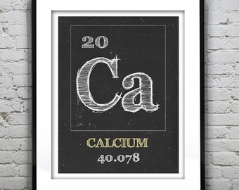 Periodic Table Calcium Poster Art Print Periodic Table of Elements Ca 20