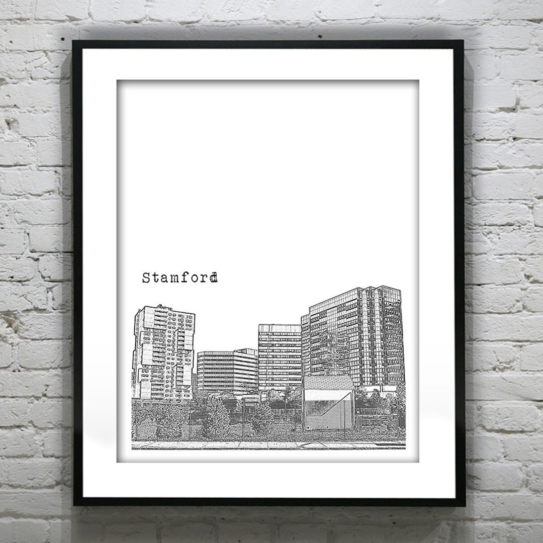 Stamford Connecticut Poster Print Art Skyline CT Version 2 - Etsy