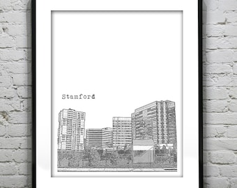 Stamford Connecticut Poster Print Art Skyline CT Version 2
