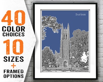 Durham NC Skyline Art print Poster North Carolina T2088