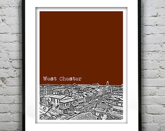 West Chester Skyline Poster Art Print Pennsylvania PA Item T1207