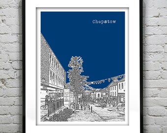 Chepstow England Art Print Skyline Poster UK