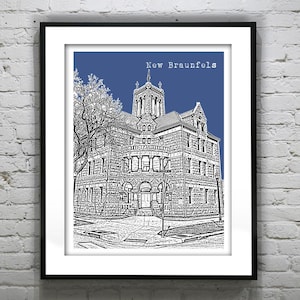 New Braunfels Skyline Poster Art Print Texas TX Downtown Item T4868