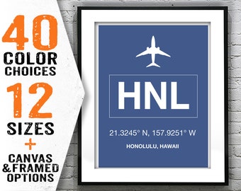 HNL Honolulu International Airport Aviation Poster Art Print Hawaii Item T2292
