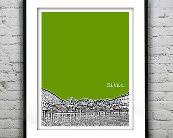 Sitka Alaska Skyline Poster Art Print Version 2