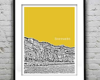 Sorrento Italy Poster Art Print Skyline  Europe cliff