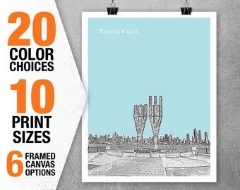 Weehawken New Jersey Skyline Poster Item T5314 NJ Art Print