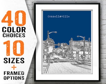 Connellsville Pennsylvania Skyline Poster Print Art PA Item T1501
