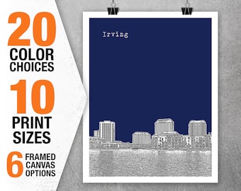 Irving Texas Poster City skyline Art Print Texas TX Item T5304