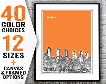Boston Poster Art Print Skyline Massachusetts MA Item T4676
