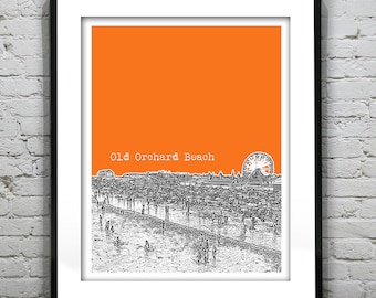 Old Orchard Beach Skyline Poster Art Print Maine ME Version 2