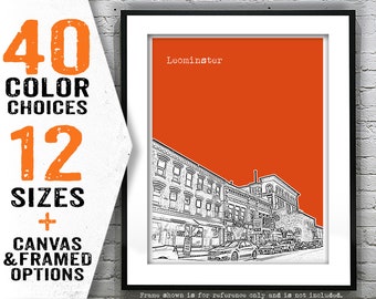 Leominster Massachusetts Skyline Poster Art Print MA Item T4634