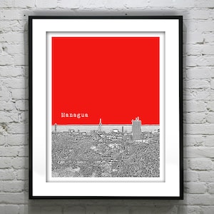 Managua Nicaragua Poster Art City Skyline Print Item T2983