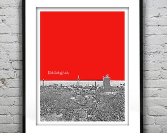 Managua Nicaragua Poster Art City Skyline Print Item T2983