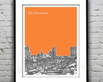 Milwaukee Wisconsin Poster Print Art Skyline Item T4324