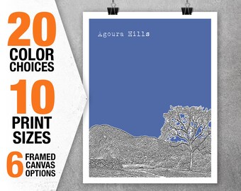 Agoura Hills California Skyline Poster Art Print CA Item T5390