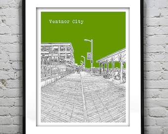 Ventnor City Poster Print Art  NJ Skyline Jersey Shore Item T2216