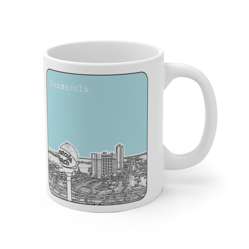 Pensacola Beach FL Coffee Cup Mug Florida Skyline Art Etsy