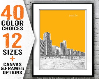 Recife Pernambuco Beach Brazil Poster Print Skyline Art Item T5273